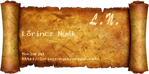 Lőrincz Nyék névjegykártya